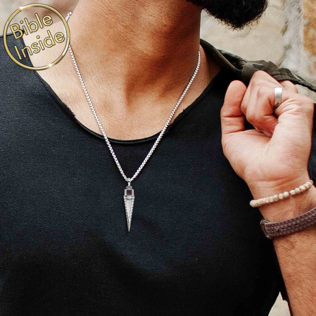 Unique Jewelry for Men Square Pendant With New Testament Inside My Nano Jewelry